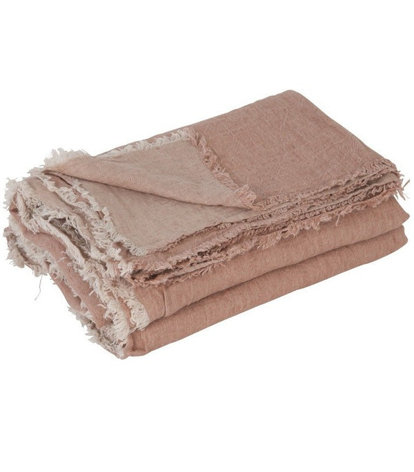 Plaid Vive Versa Lino Lavado Arrugado Bois de Rose / Givre de Maison de Vacances | Nomad Interiors