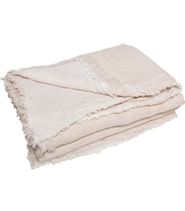 Plaid Vive Versa Lino Lavado Arrugado Creme / Givre de Maison de Vacances | Nomad Interiors