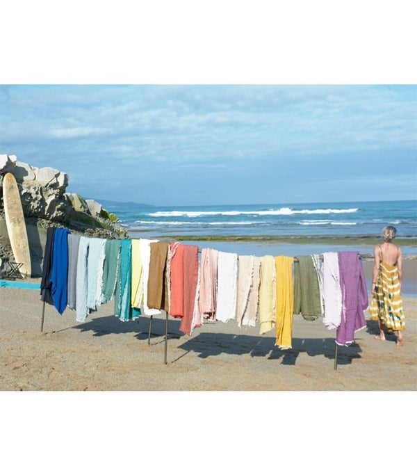 Plaid Vive Versa Lino Lavado Arrugado Taupe / Ciment