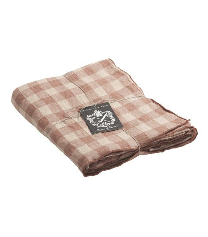Mantel Bourdon Vintage Vichy - Bois de rose en lino y algodón de Maison de Vacances | Nomad Interiors