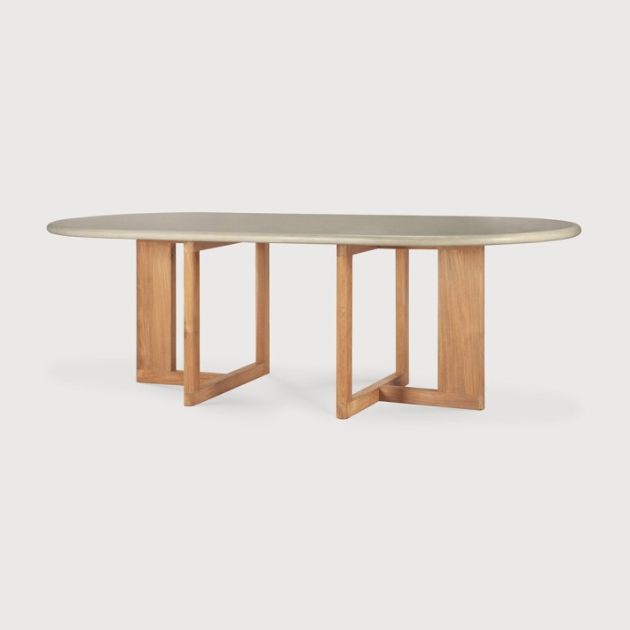 Mesa de jardín Trestle en teca y madera de Ethnicraft - vista lateral | Nomad Interiors