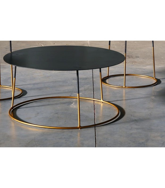 Mesas Bimbus Gold en acero de Nomad Home - vista lateral