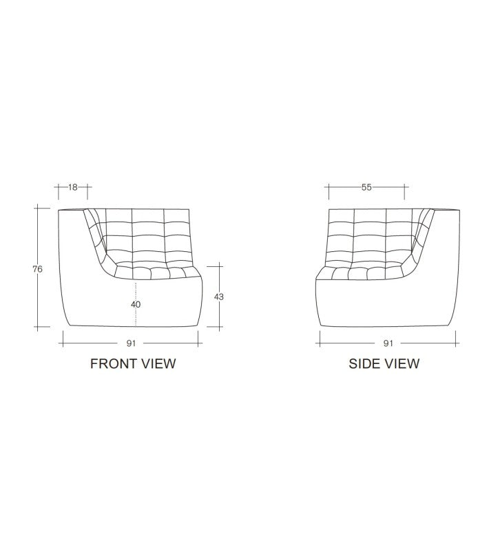 Módulo N701 Esquina Beige de Ethnicraft - vista lateral | Nomad Interiors