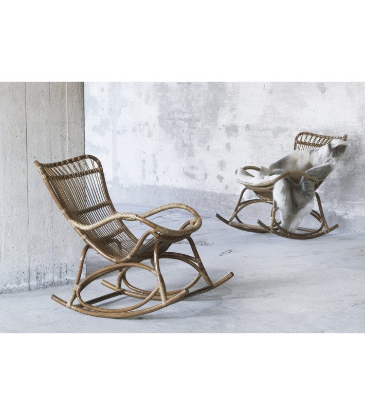 Monet Rocking Chair | Antique en ratán y piel de Sika Design - detalle | Nomad Interiors