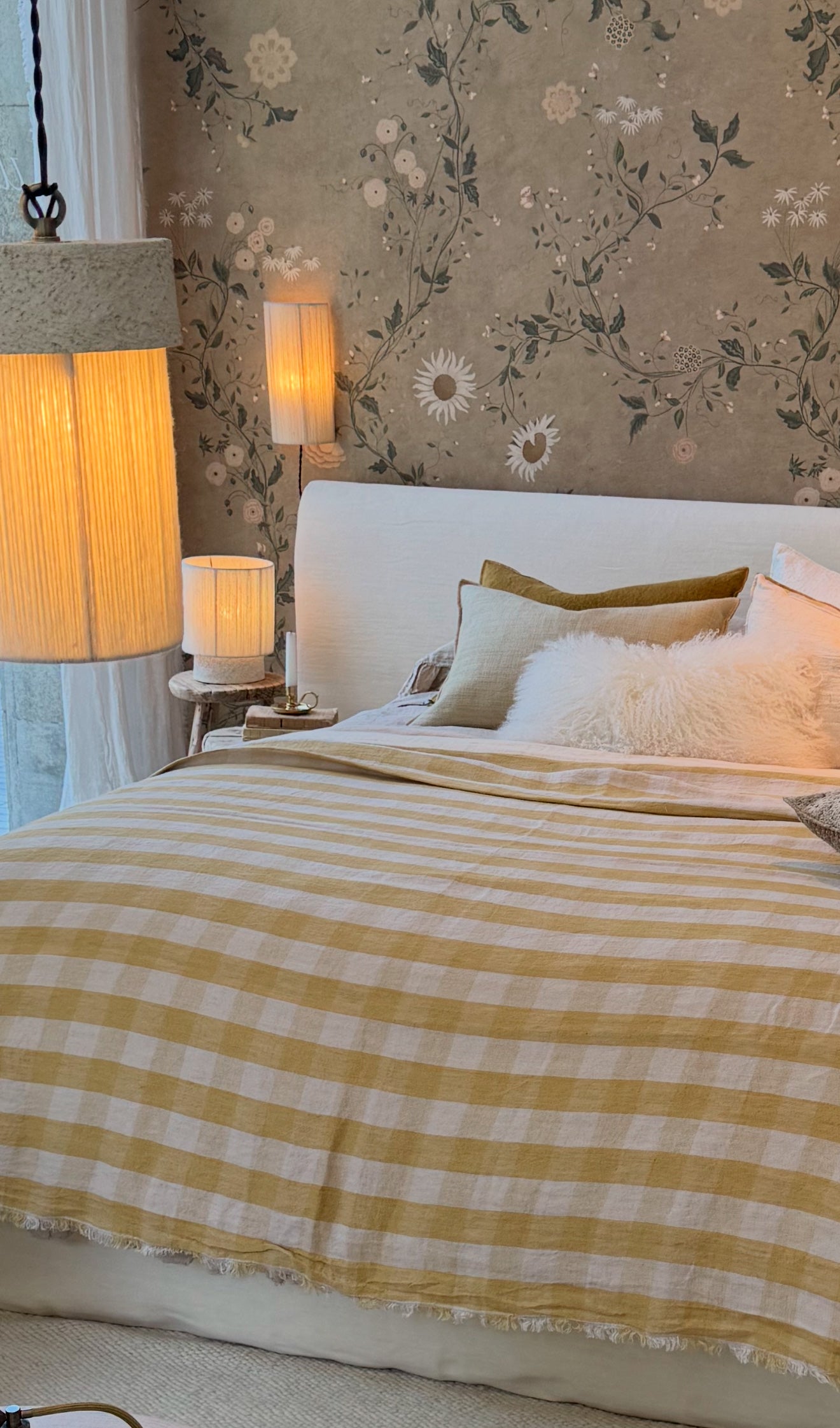 Plaid Vice Versa Frangé Vichy Cottage Paille