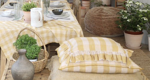 Cojín lino lavado Vichy Cottage Paille