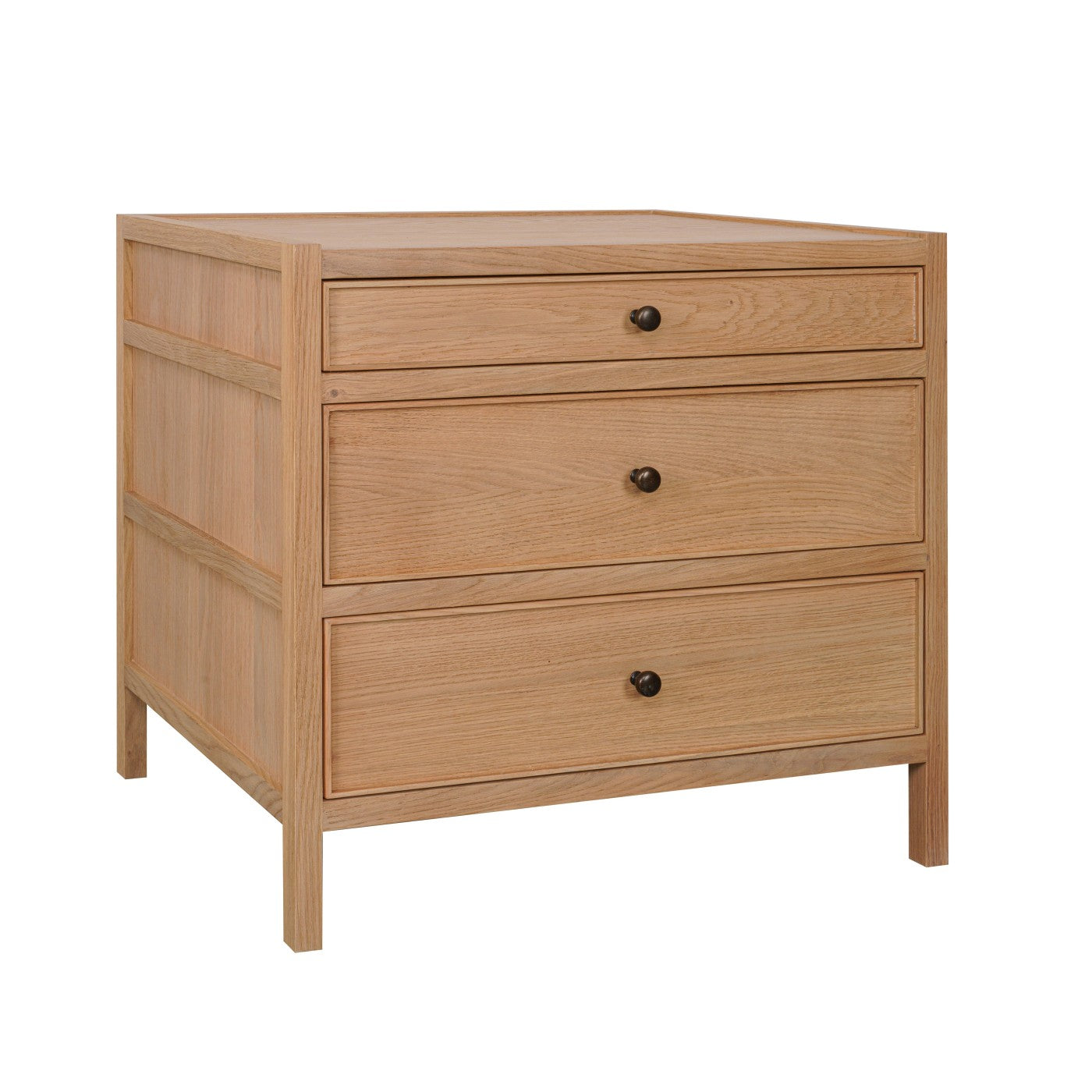 Mesita de noche roble natural claro 3 cajones