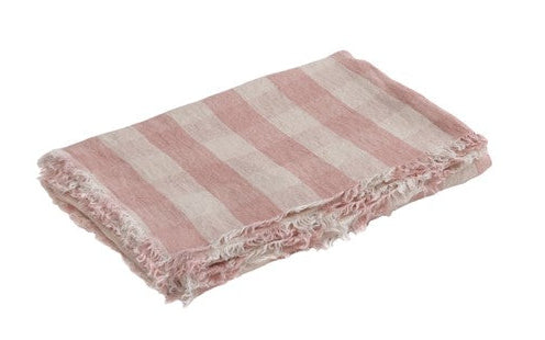 Plaid Vice Versa Frangé Vichy Cottage Bois de Rose en lino de Maison de Vacances | Nomad Interiors