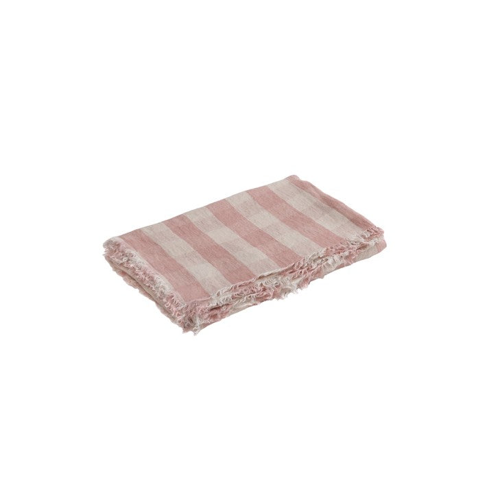 Plaid Vice Versa Frangé Vichy Cottage Bois de Rose en lino de Maison de Vacances | Nomad Interiors