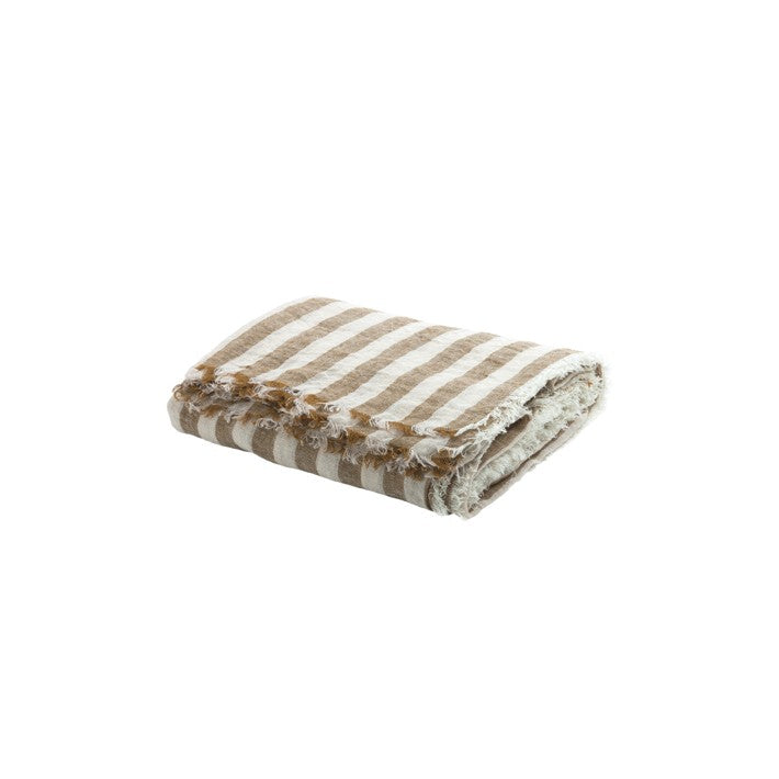 Plaid Vice Versa  Washed Linen Bayadere Havane en lino de Maison de Vacances - ambiente | Nomad Interiors