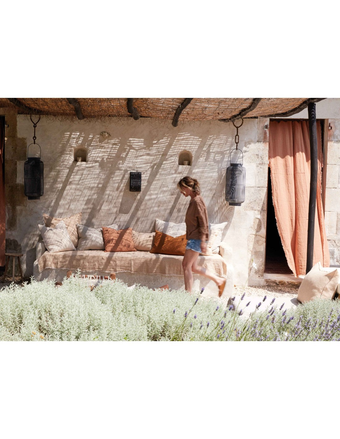 Vice Versa Plaid Washed Linen Crepe, Bois de Rose