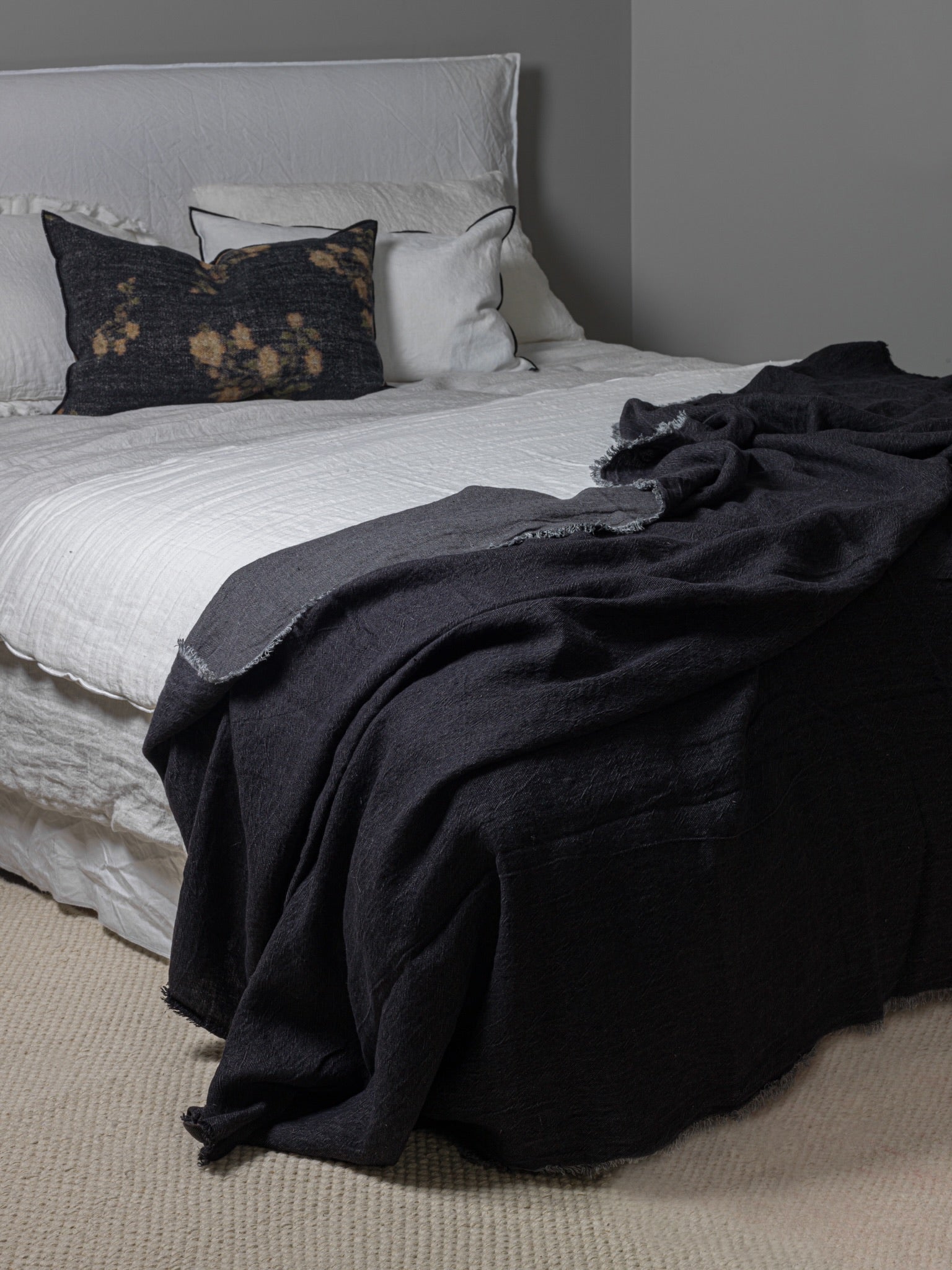 Plaid Vive Versa Lino Lavado Arrugado Charbon / Anthracite