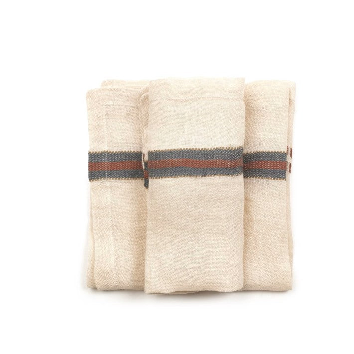 Servilleta de lino Perry – Railroad Stripe de LIBECO - vista lateral | Nomad Interiors