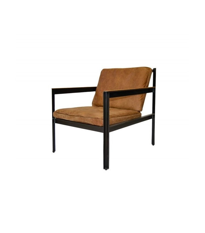 Silla Lounge Cargo en roble y acero de Nomad Home - vista lateral