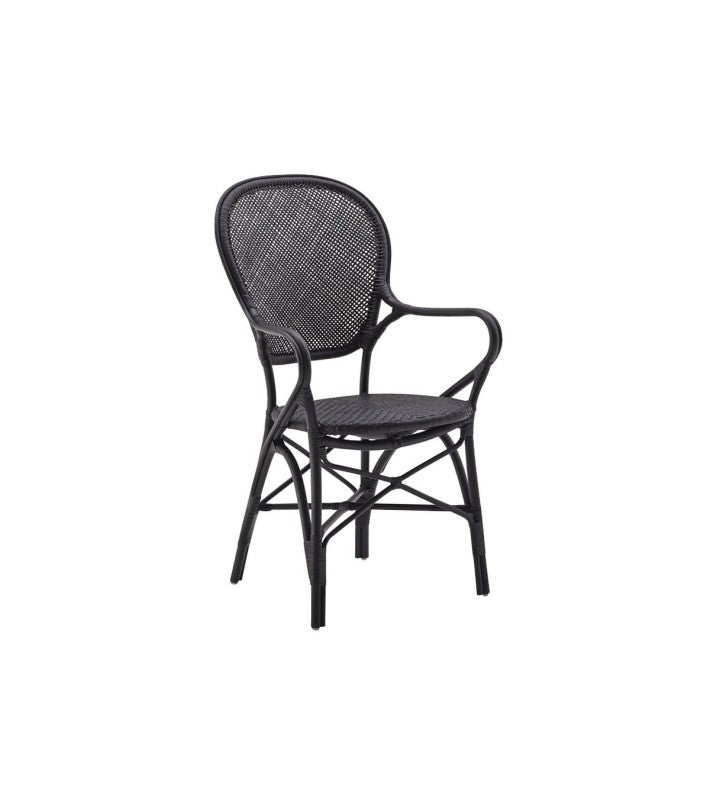 SILLA Rossini Arm Chair | Negro Mate en ratán de Sika Design | Nomad Interiors
