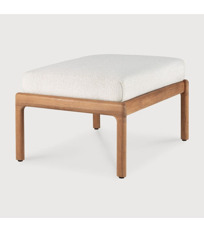 Reposapiés Jack de exterior en teca - blanco crudo de Ethnicraft - vista lateral | Nomad Interiors