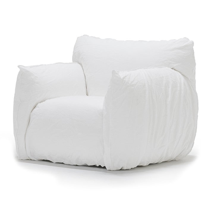 Sillón Nuvola 05  Lino Blanco en fibra natural de Gervasoni - vista lateral | Nomad Interiors