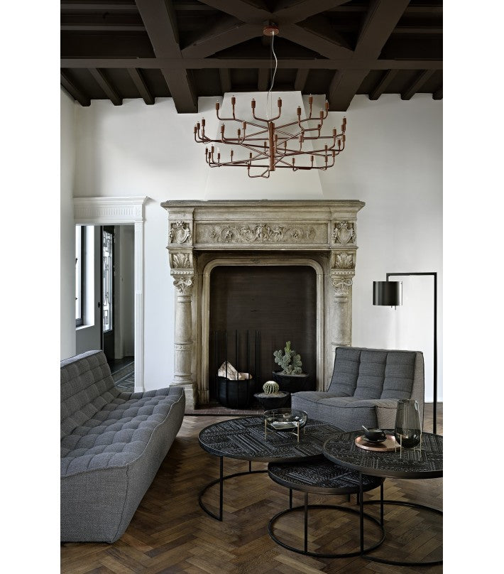 Sofá N701 3P Gris Oscuro en madera y fibra natural de Ethnicraft - vista lateral | Nomad Interiors