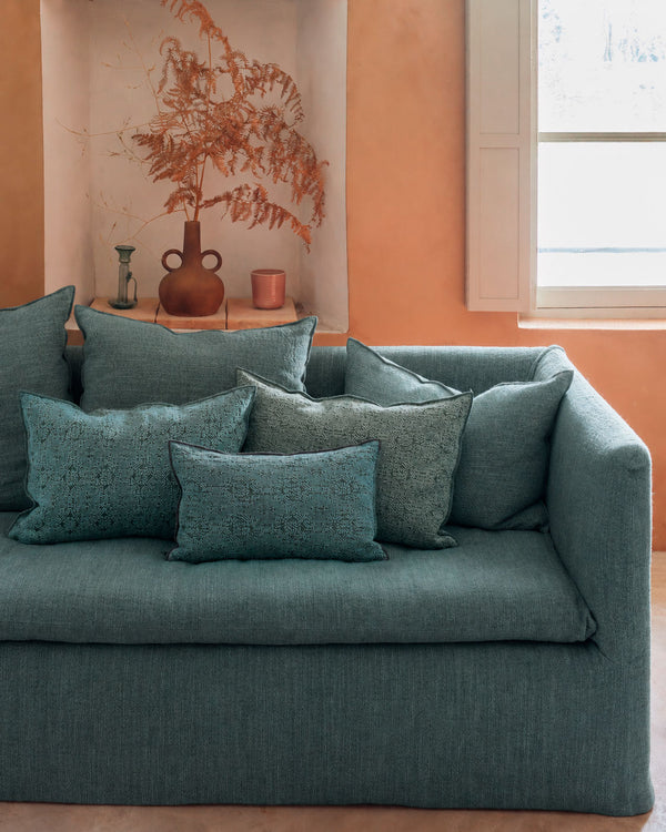 Cojín Vice Versa Jacquard Stone Washed Kilim Canard