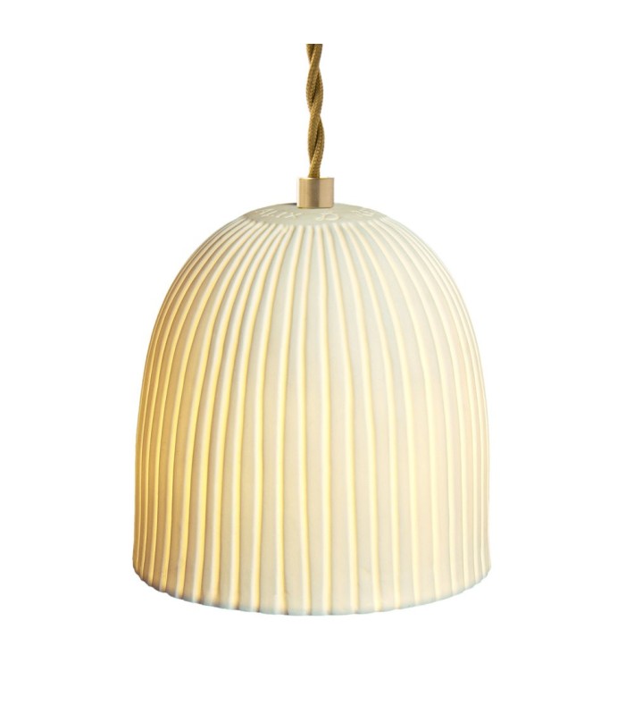 Lámpara Suspensión Corinthe Mate en lana y porcelana de Alix D. Reynis - vista lateral | Nomad Interiors
