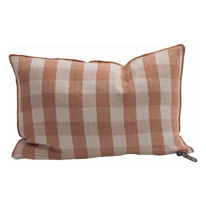 Cojín lino lavado Vichy Cottage Terracotta