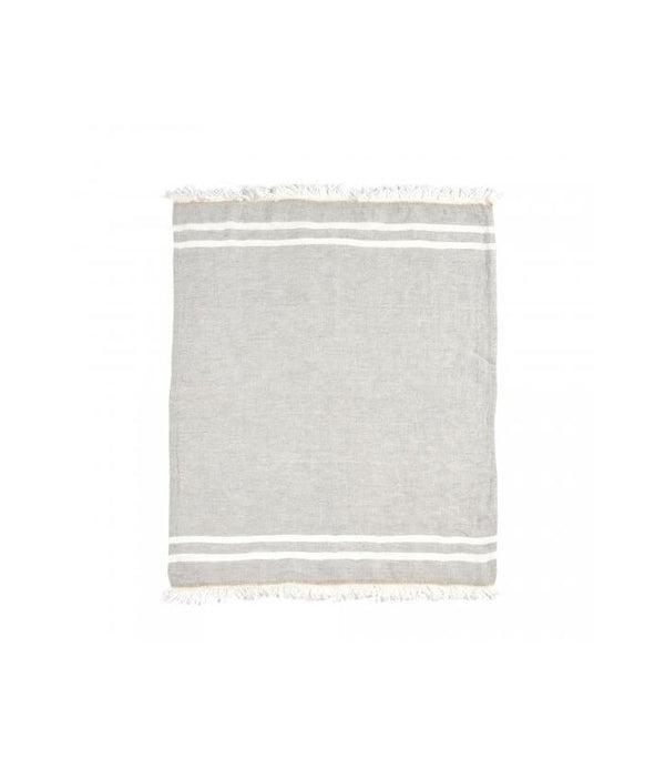 Toalla de playa Fouta - Gray Stripe en lino de LIBECO | Nomad Interiors